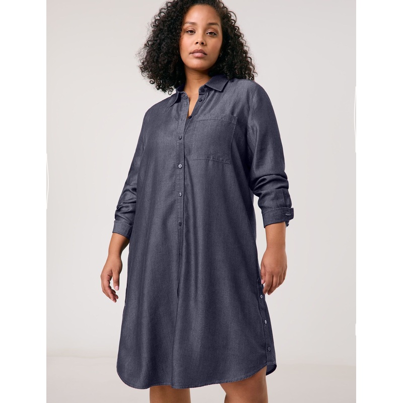 Shirt Dress in a Shimmering Denim Look