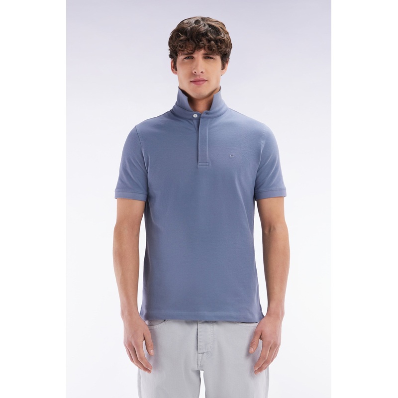 Slim-Fit Short-Sleeved Polo Shirt in Khaki Stretch Cotton Piqu