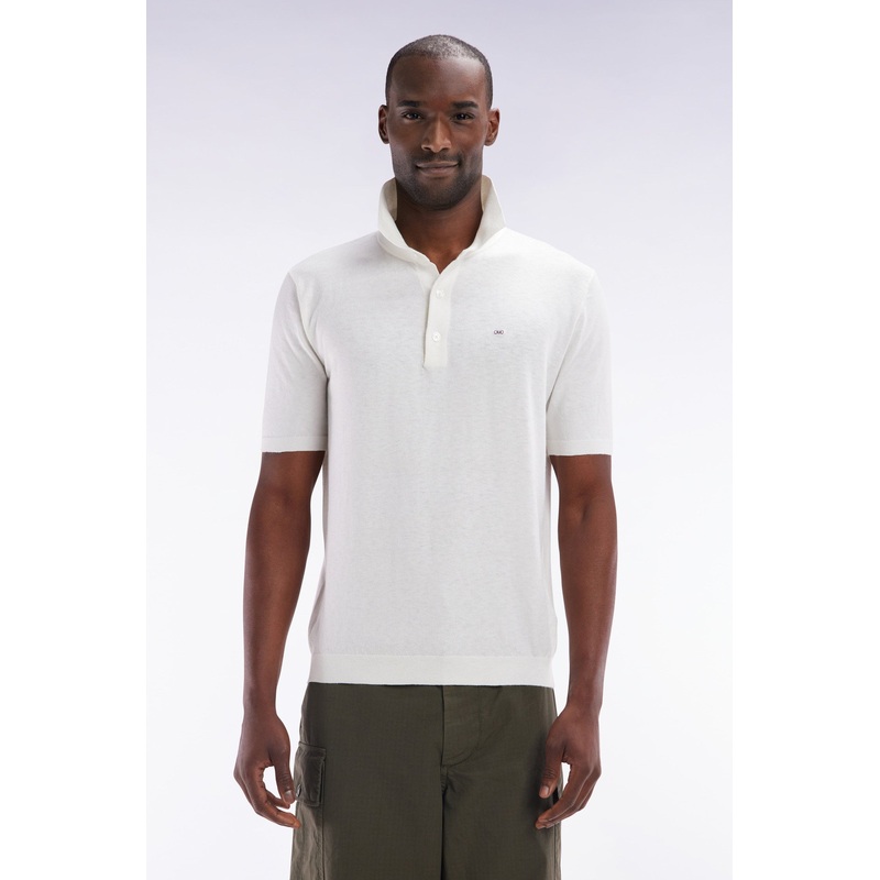 Straight-Fit Ecru Cotton-Silk-Blend Polo Neck Jumper