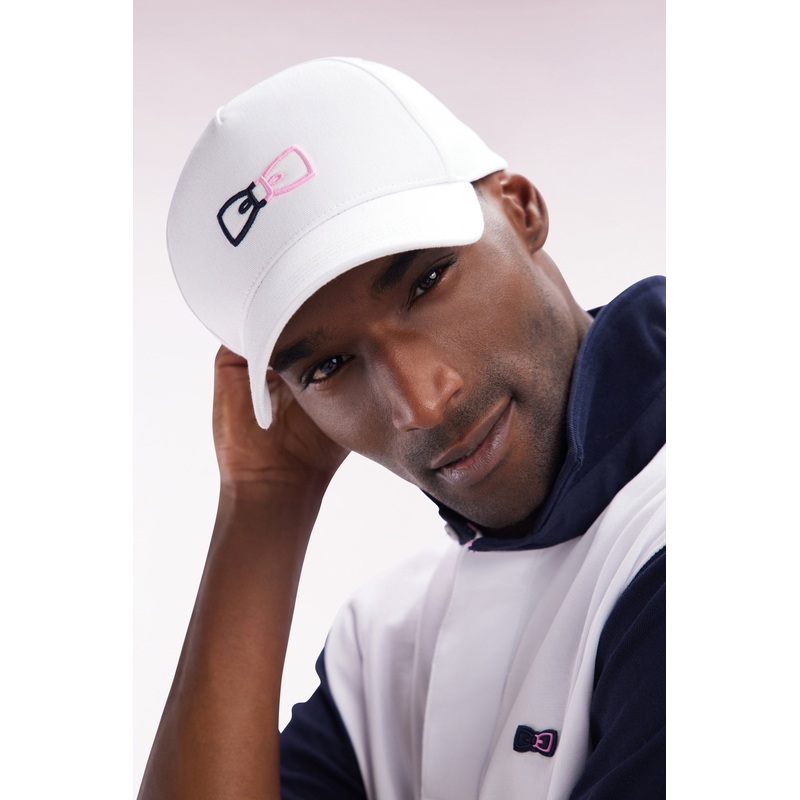 White Cotton Twill Cap with Two-Tone Embroidery