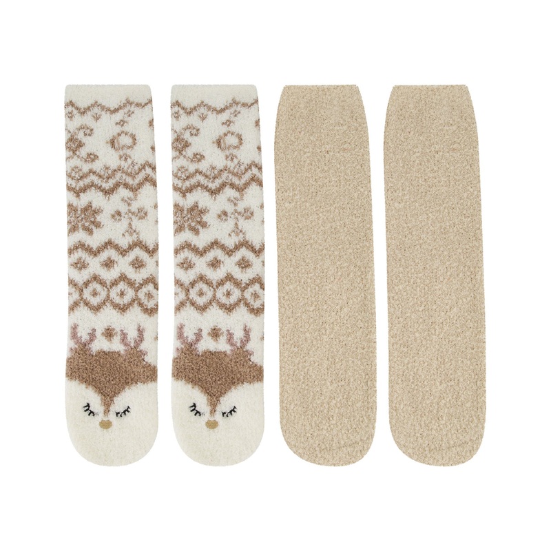 2P Daisy Reindeer Cosy Socks