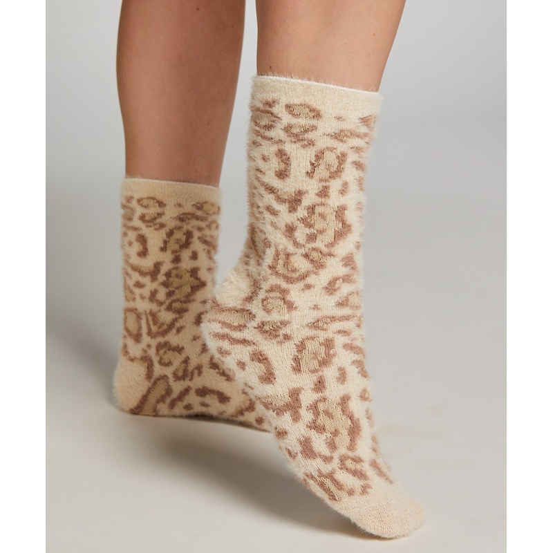 Leopard Lurex Fluffy Sock