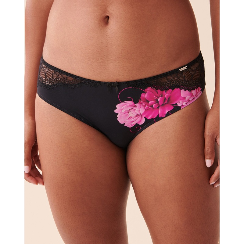 Microfiber And Lace Cheeky Panty