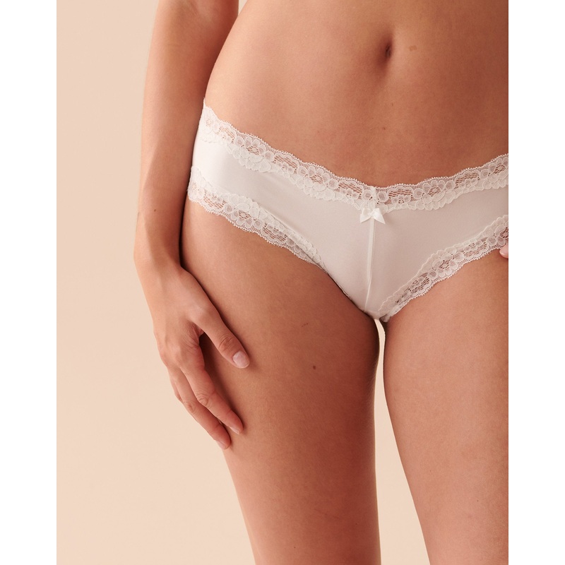 Microfiber And Lace Trim Cheeky Panty