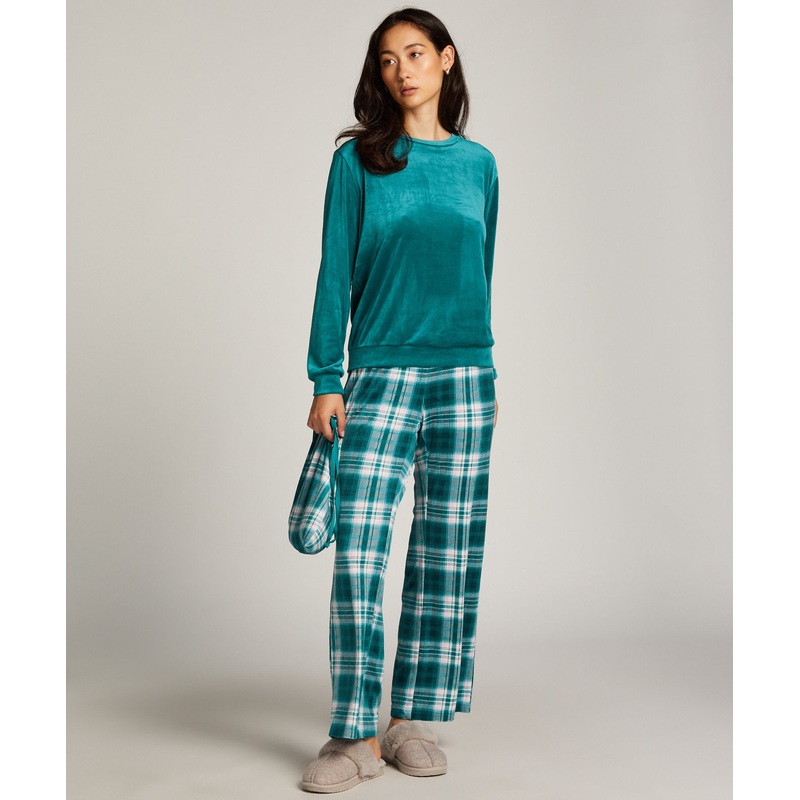 Pajama Set Velours Check