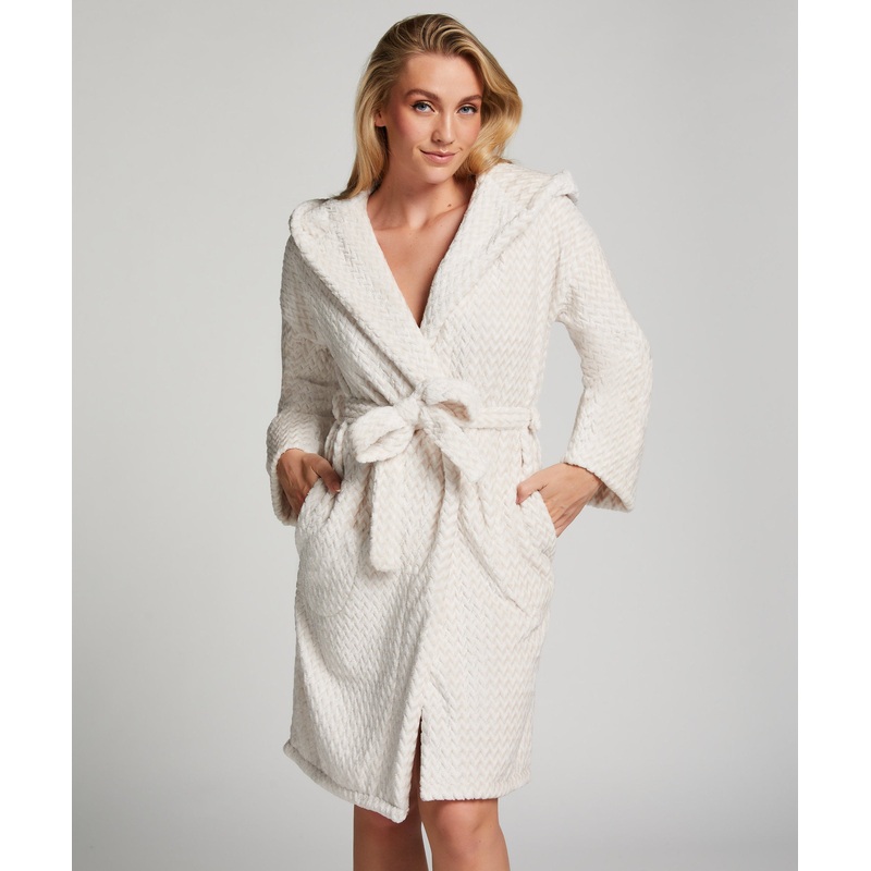 Robe Short Fleece Hood Zigzag
