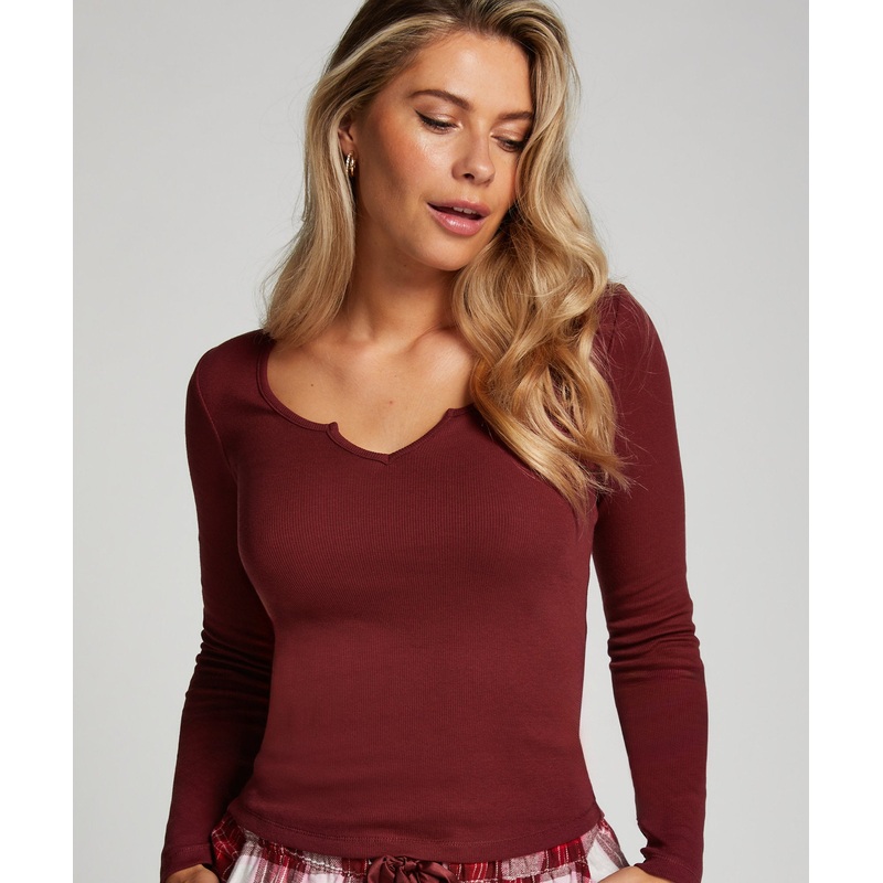 Top Long Sleeve Round V Neck