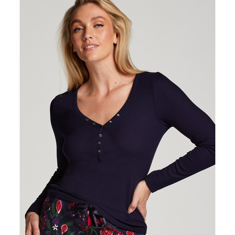 Top Long Sleeve Waffle Henley