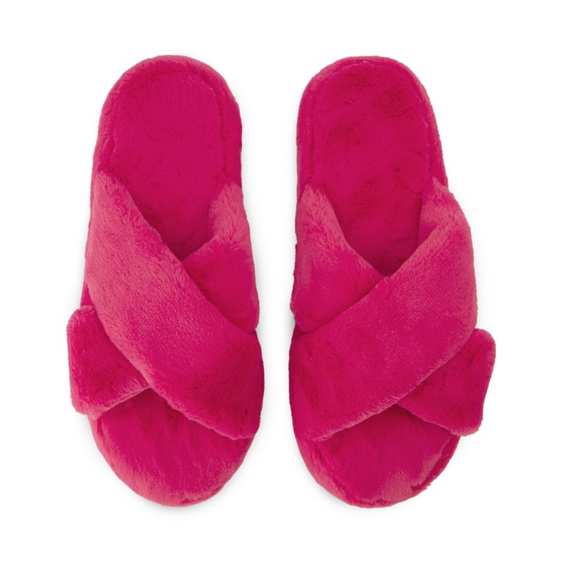 Violet Crossed Fake Fur Slipper