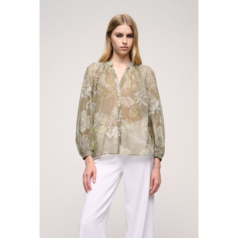 Long Sleeve Printed Blouse