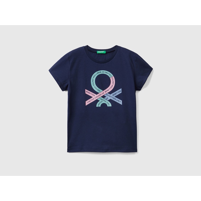 T-Shirt With Glittery Logo In Organic Cotton