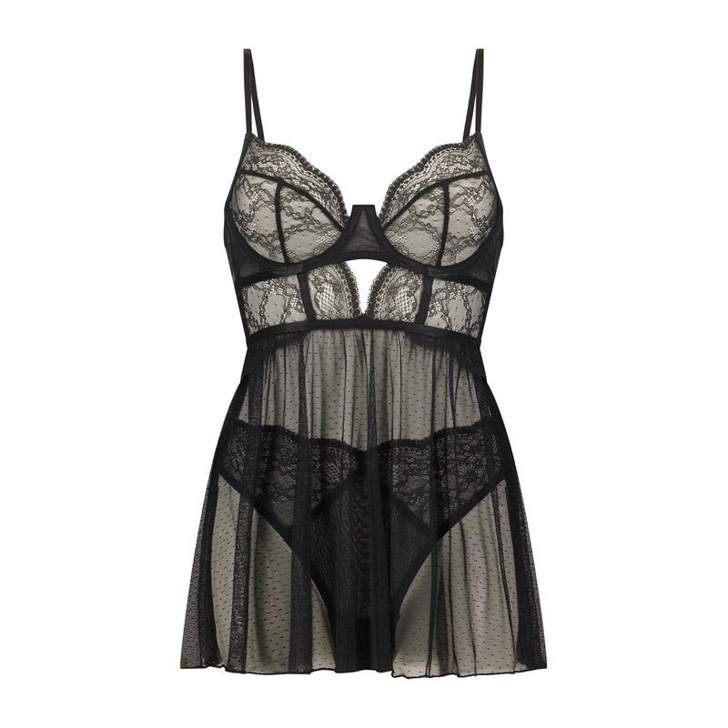 Wired Lace Isabelle Dot Mesh Babydoll In Different Cup Sizes