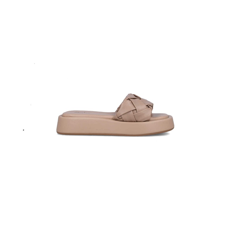 Beige Platform Slippers