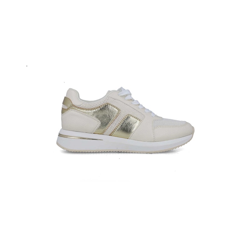 Beige Trainers With Gold Details