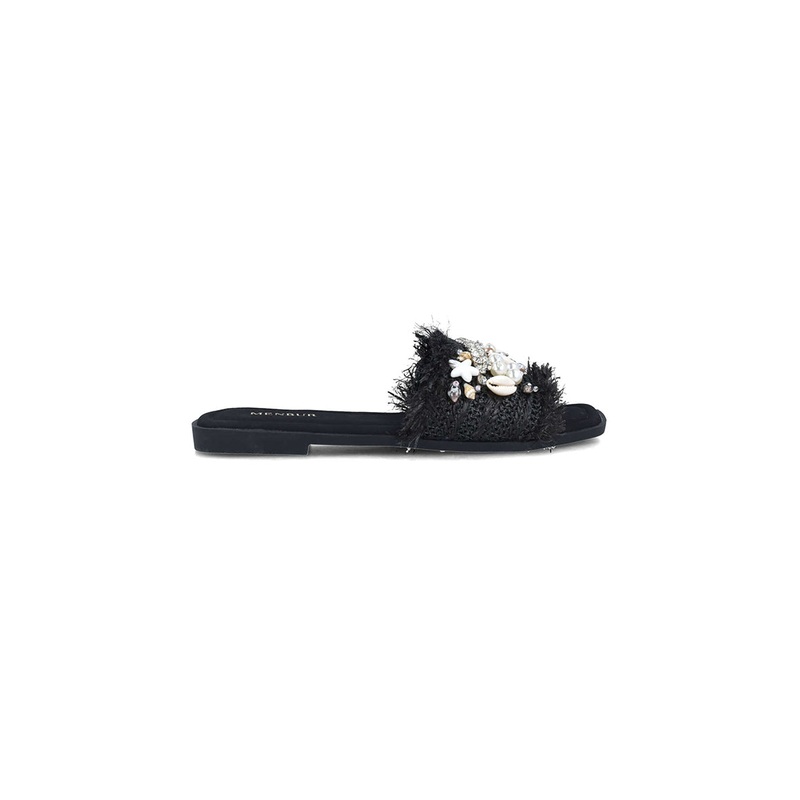 Black Slippers With Embellishments