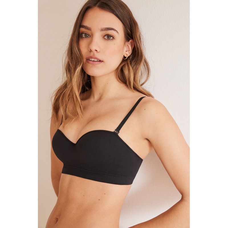 Black Strapless Padded Bra