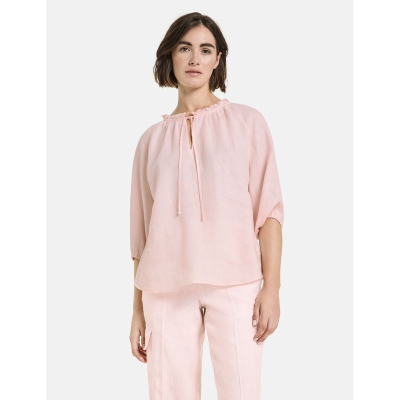 Blouse With 3/4-Length Sleeves And A Frilled Collar
