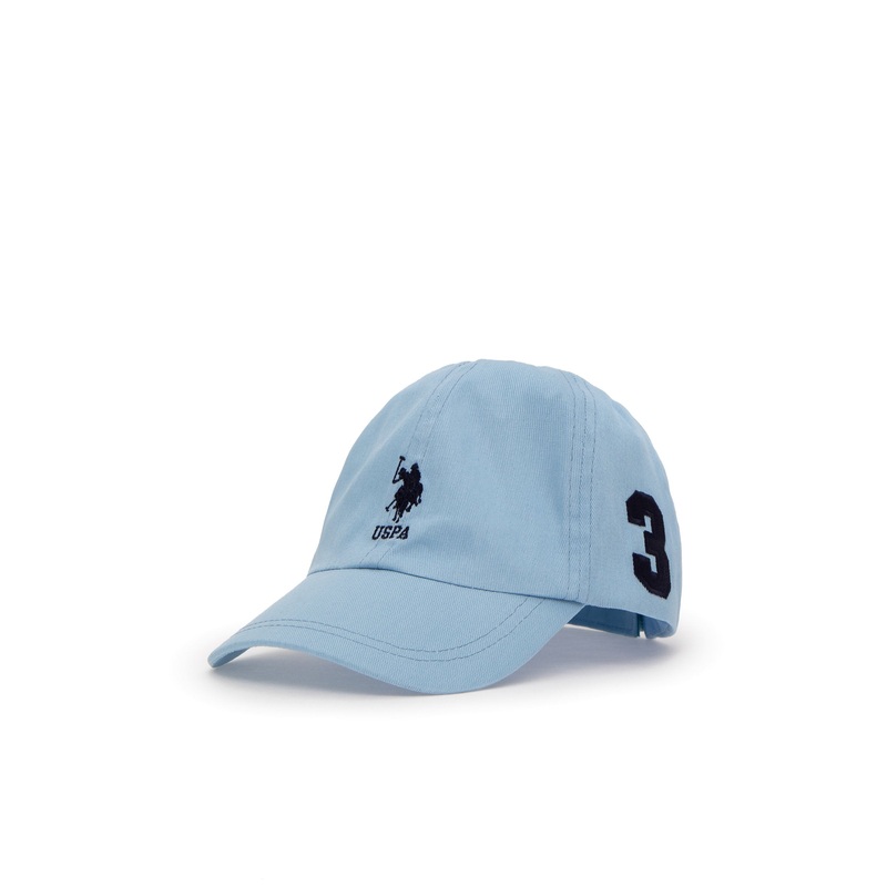 Blue Baseball Cap With Front Logo And Side Design