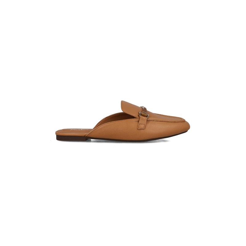 Brown Slipper Mules With Gold Hardware