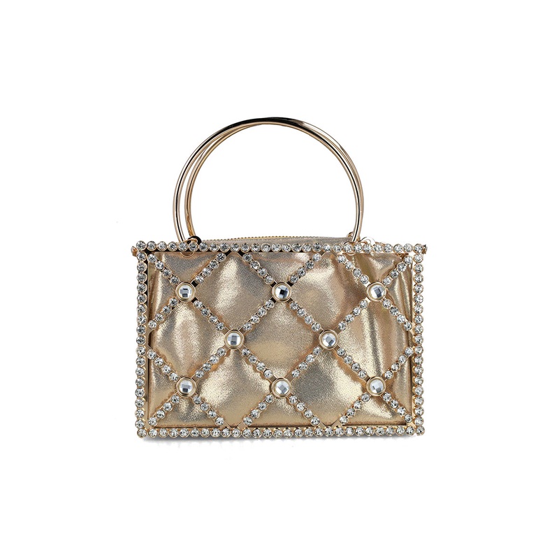 Embellished Square Handbag With Round Straps