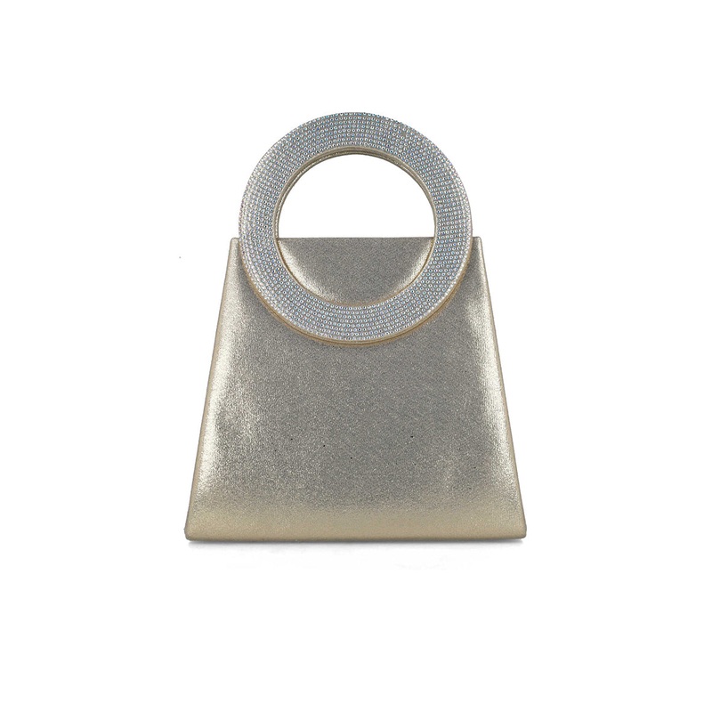 Gold Handbag With Embellished Hand Strap