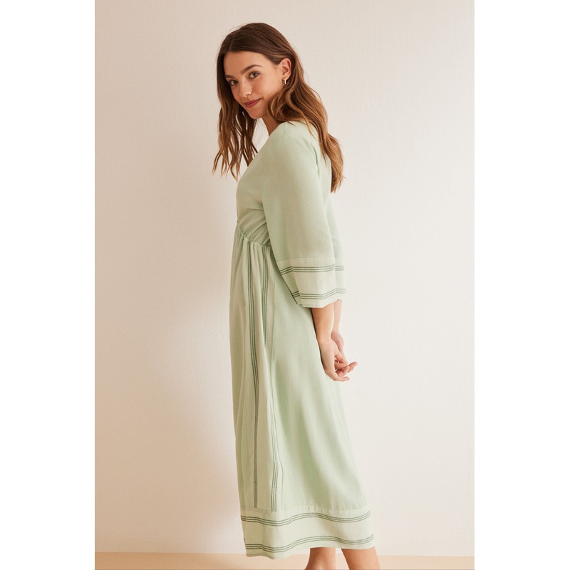 Green Long Sleeves Long Dress