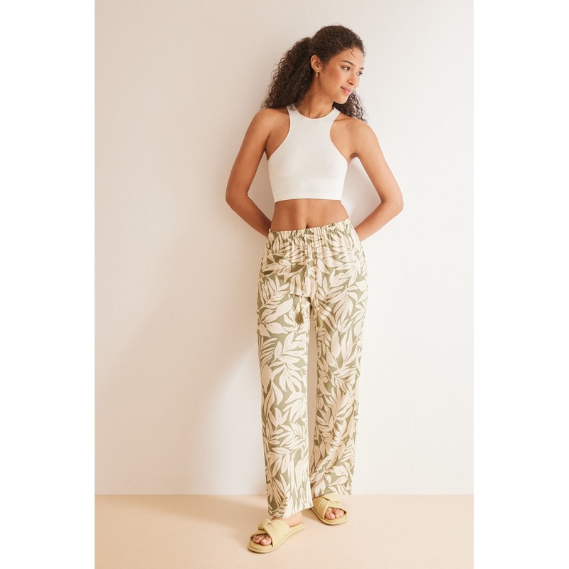 Green Print Long Pant