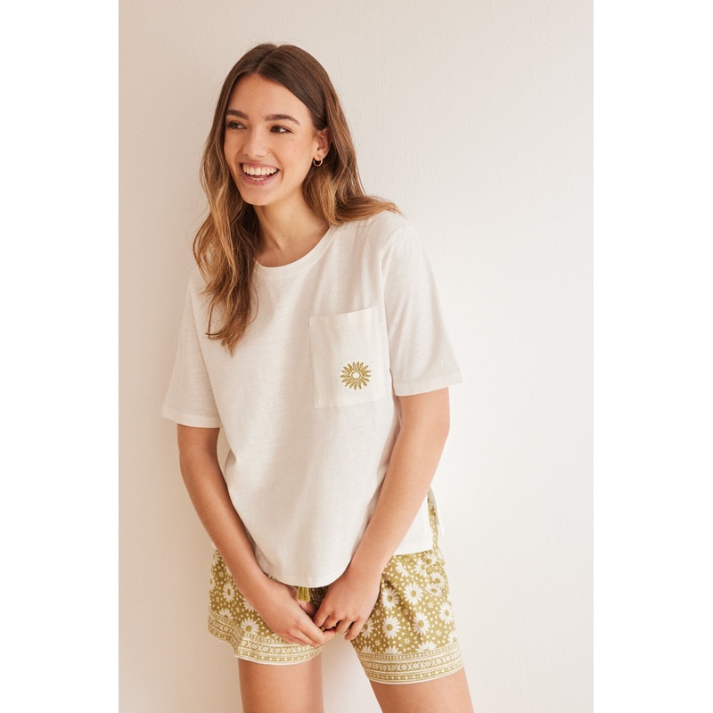 Ivory Short Sleeves Short Pant Pyjama