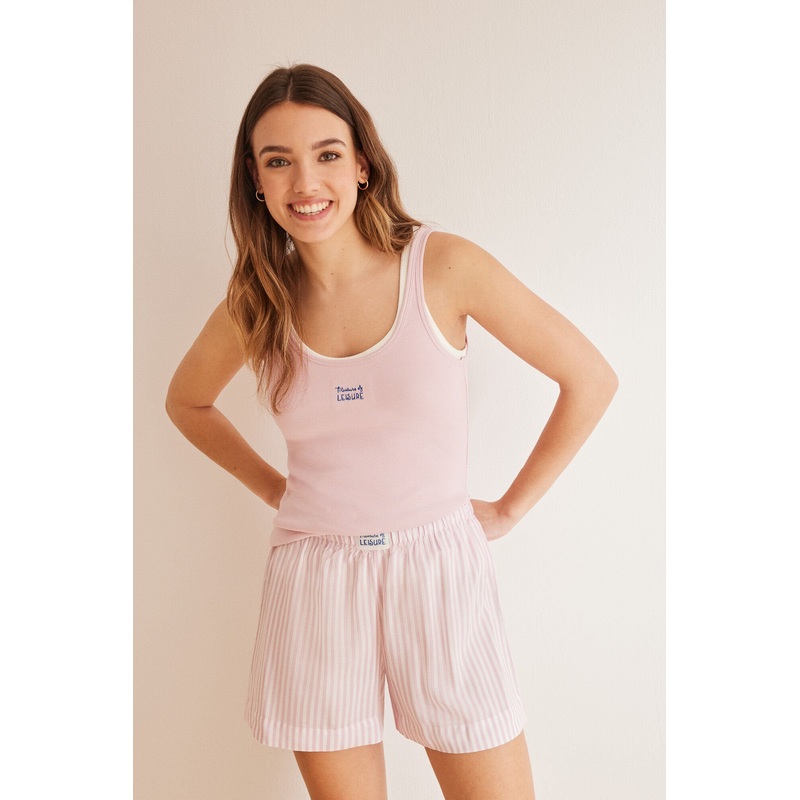 Pink Straps Short Pant Pyjama