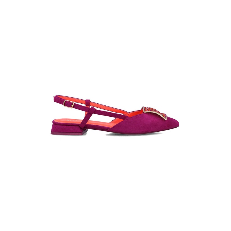 Red Slingback Mules With Embellishment