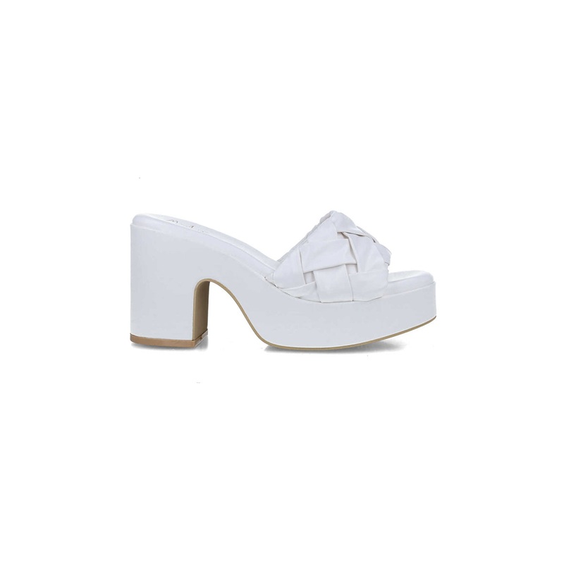 White Platform Slipper Heels