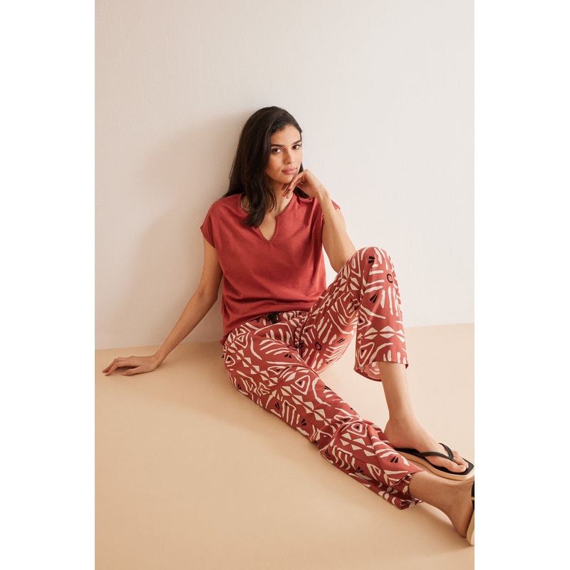 White Print Long Pant