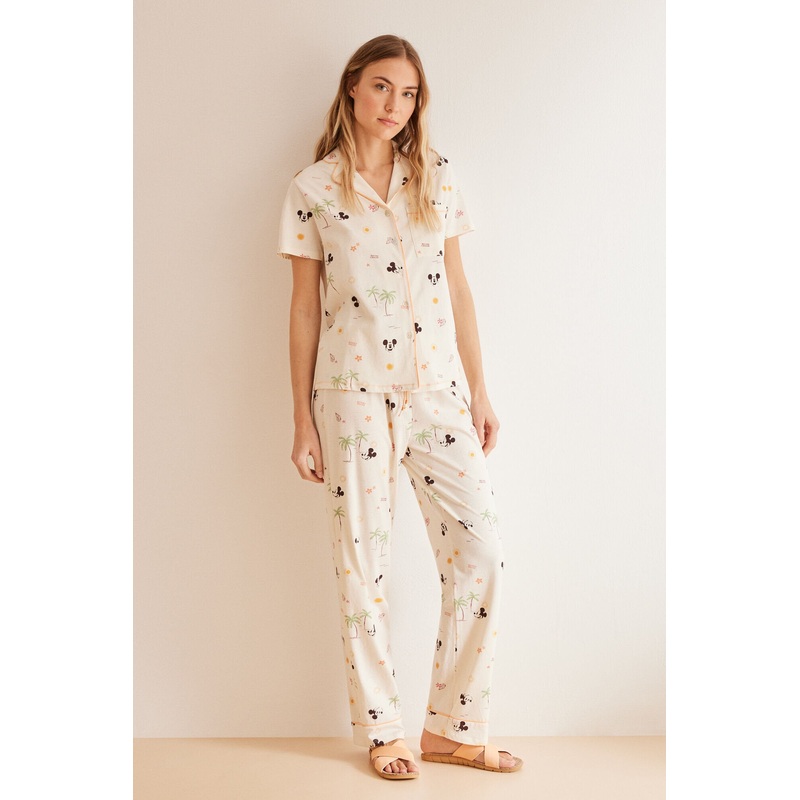 White Print Short Sleeves Masculine Pyjama