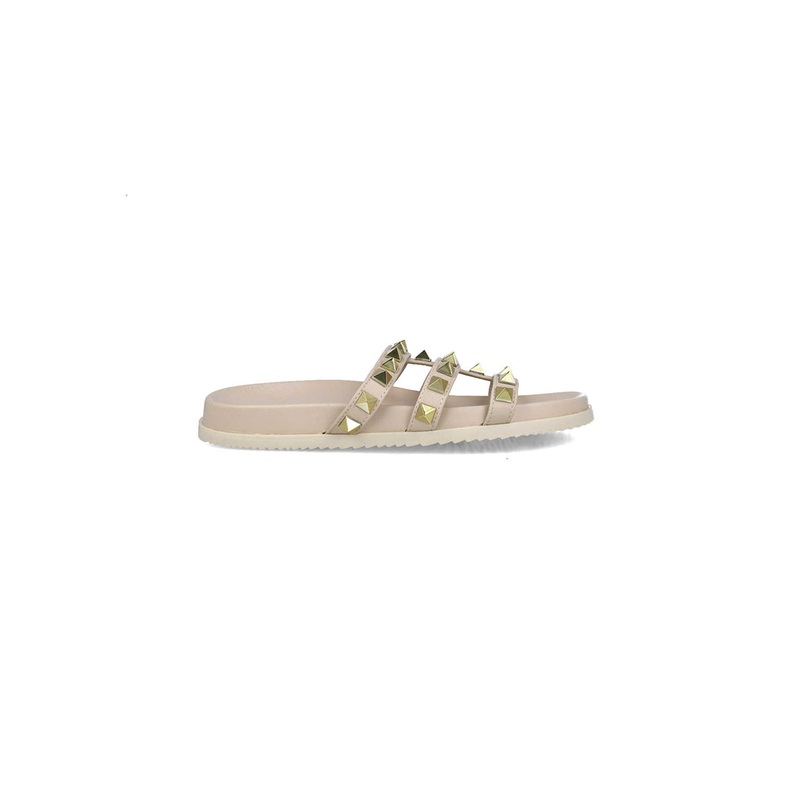 Beige Studded Slippers