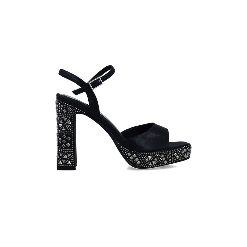 Black Embellished Platform Sandals