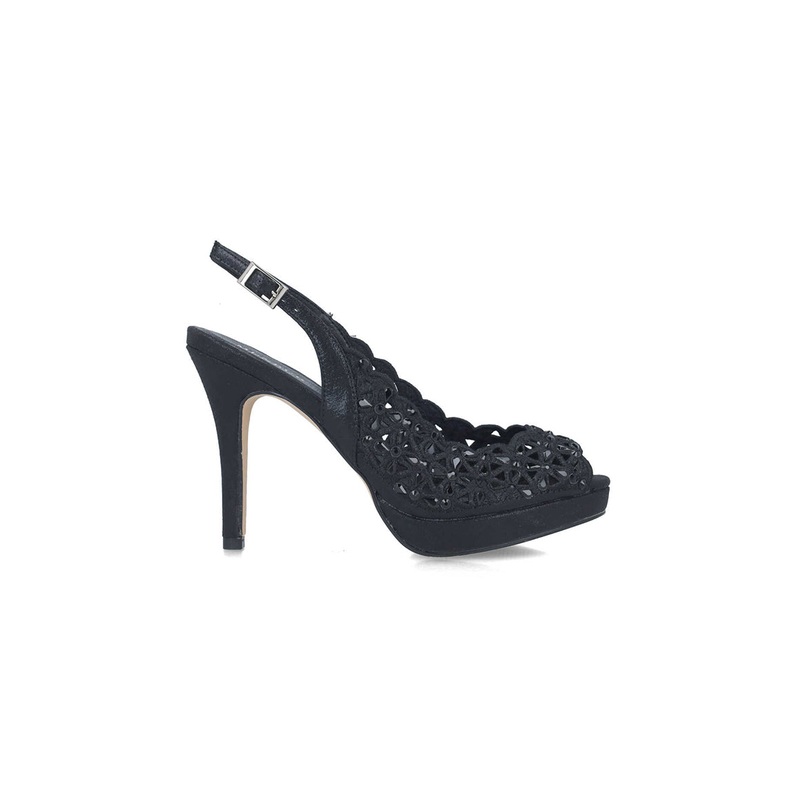 Black Peep Toe High-Heel Slingback