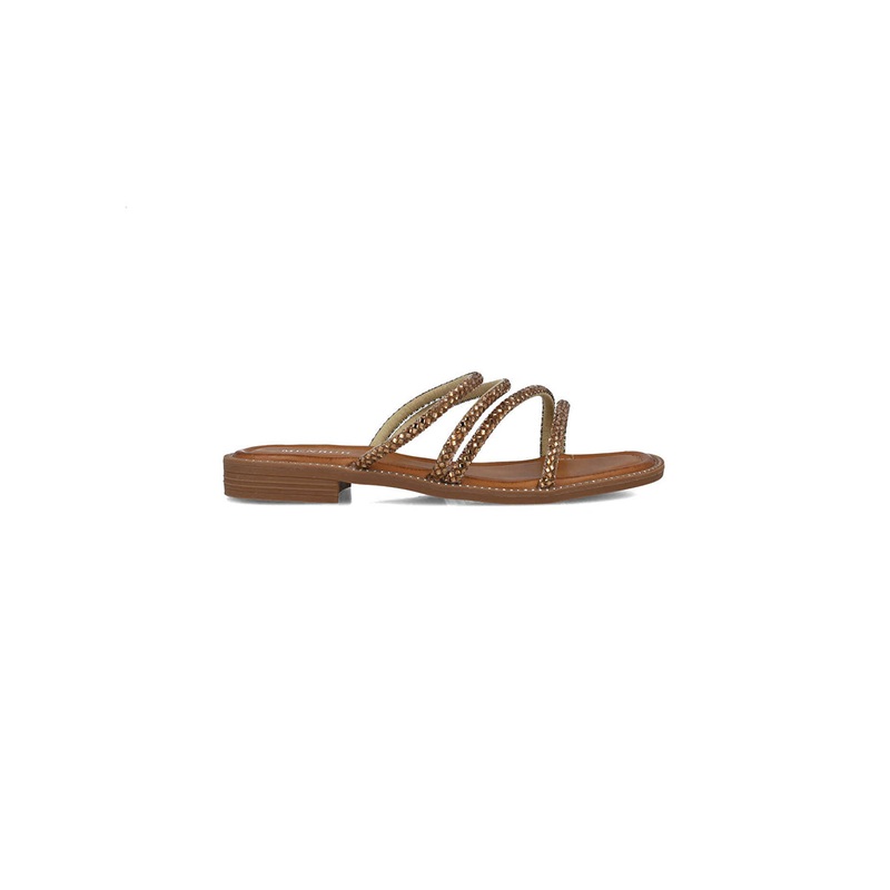 Brown Slippers With Embellished Straps
