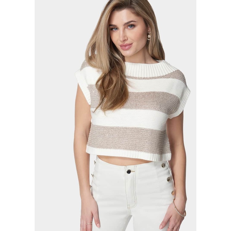 Drop Shoulder Sequin Detail Sweater Top