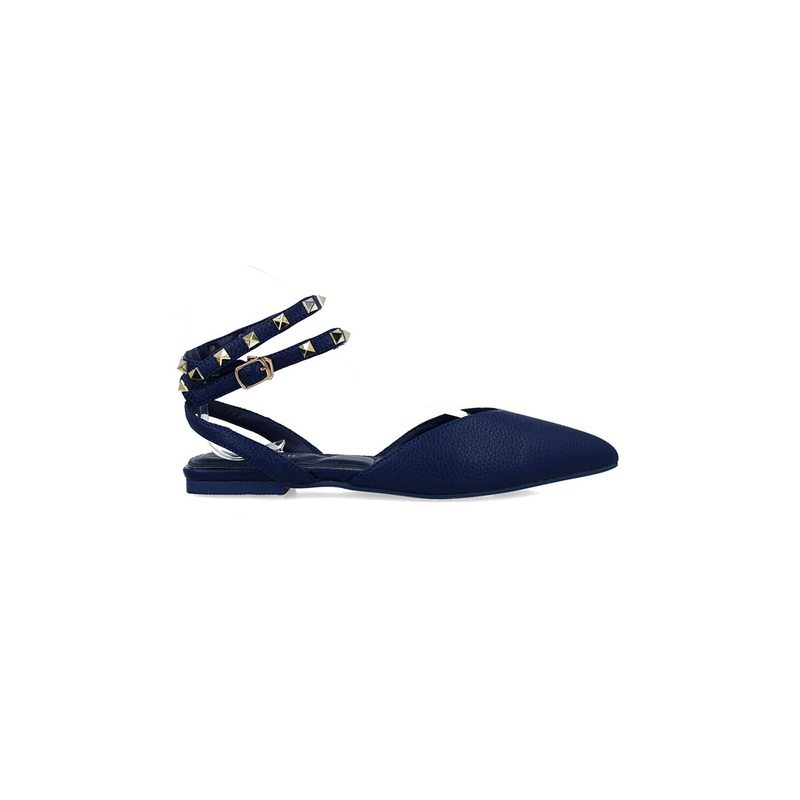 Flat Mule With Studded Ankle Strap