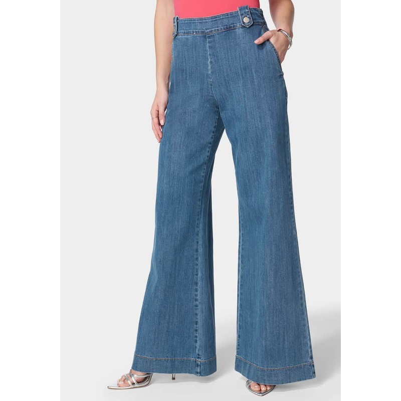 High Waist Ultra Wide Leg Light Weight Denim