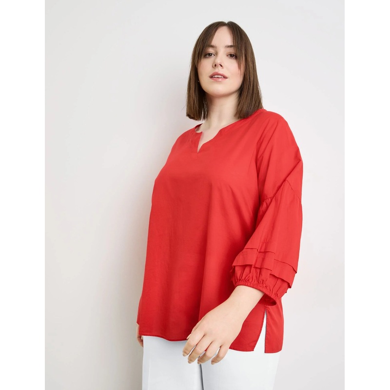 Lightweight Cotton Blouse With Balloon Sleeves