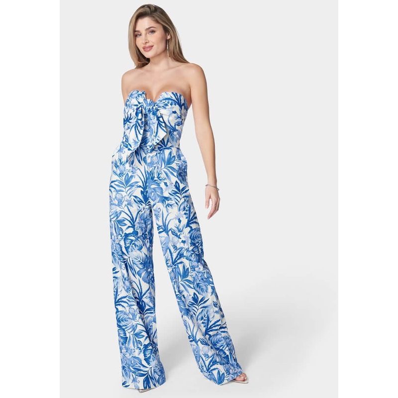 Linen Tie Front Ultra Wide Leg Jumpsuit