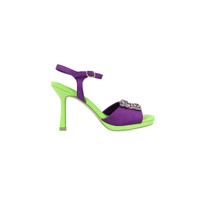 Multi-Color High-Heel Sandals With Embellishment