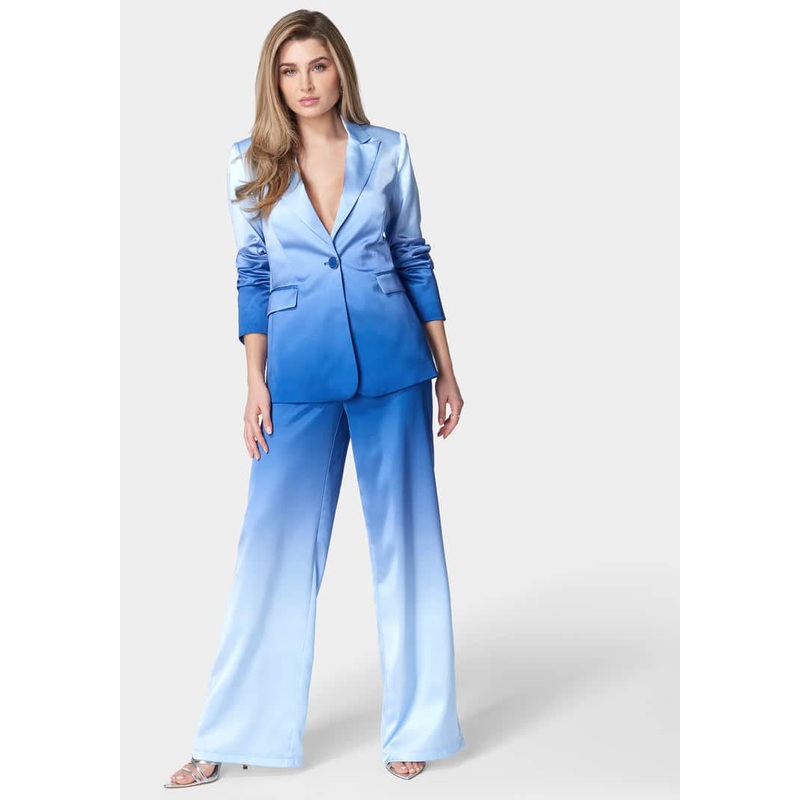 Ombre Satin High Waist Belted Palazzo Pant