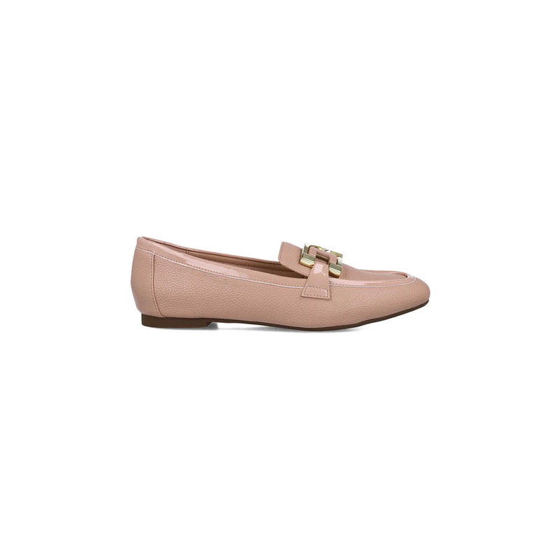 Pink Loafers With Gold Buckle