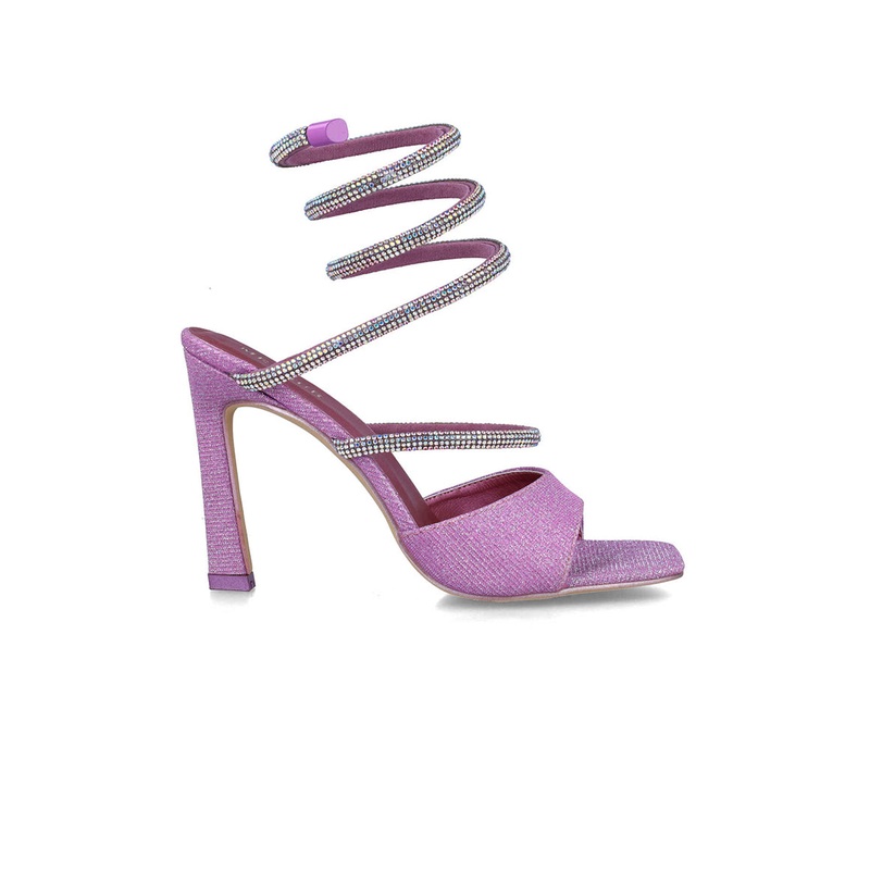 Pink Sandals With Embellished Wrap Strap