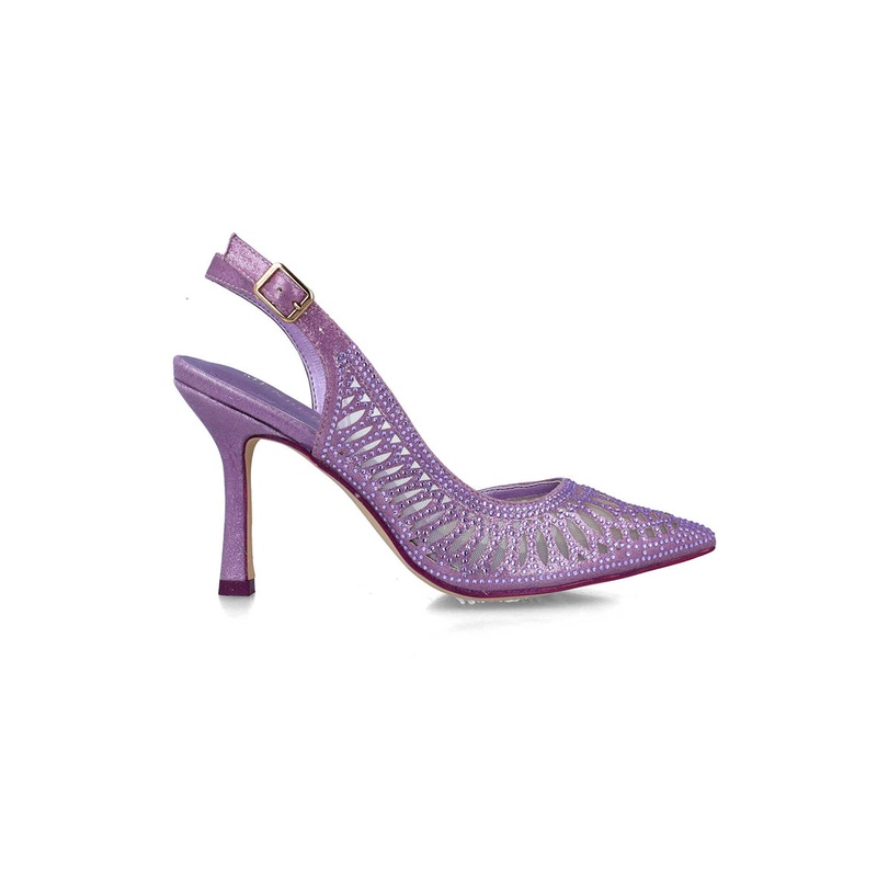 Purple Slingback Pumps With Embellishment