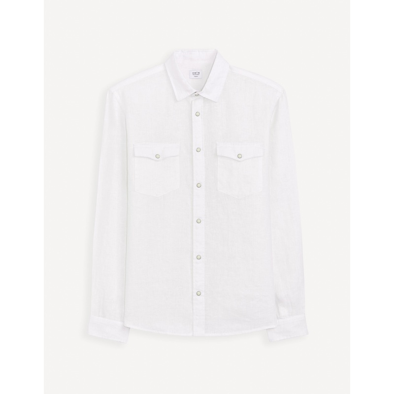 Regular Plain Linen Shirt