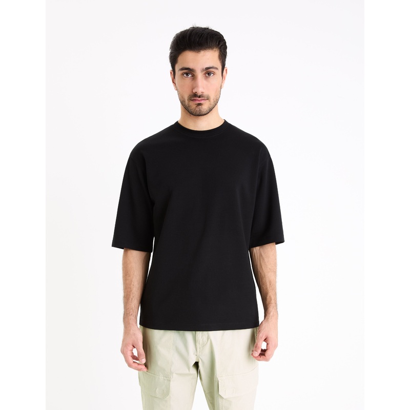 Round-Neck Cotton Blend T-Shirt
