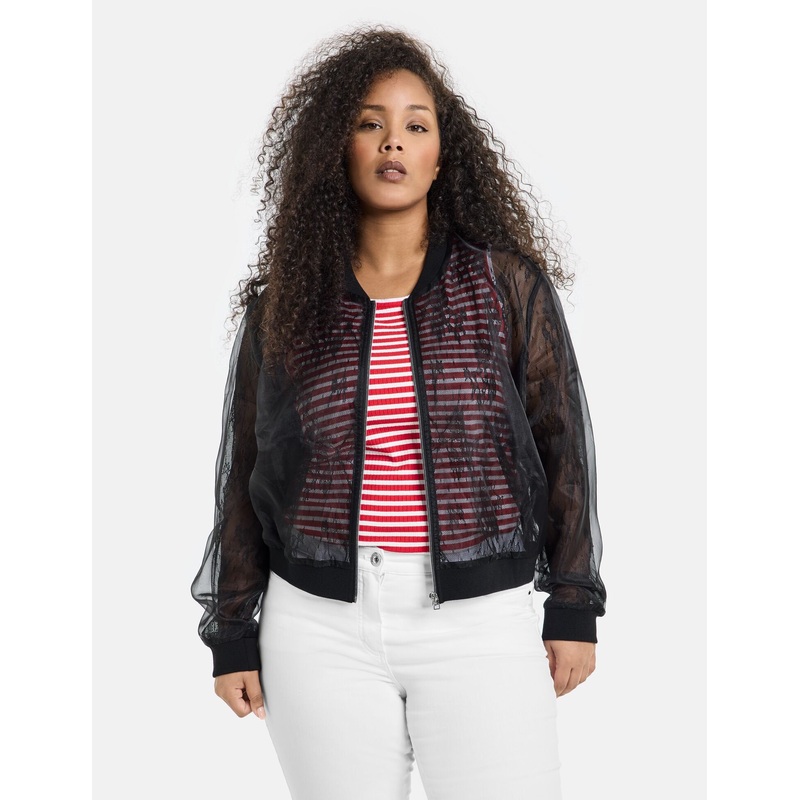 Sheer Lace Bomber Jacket